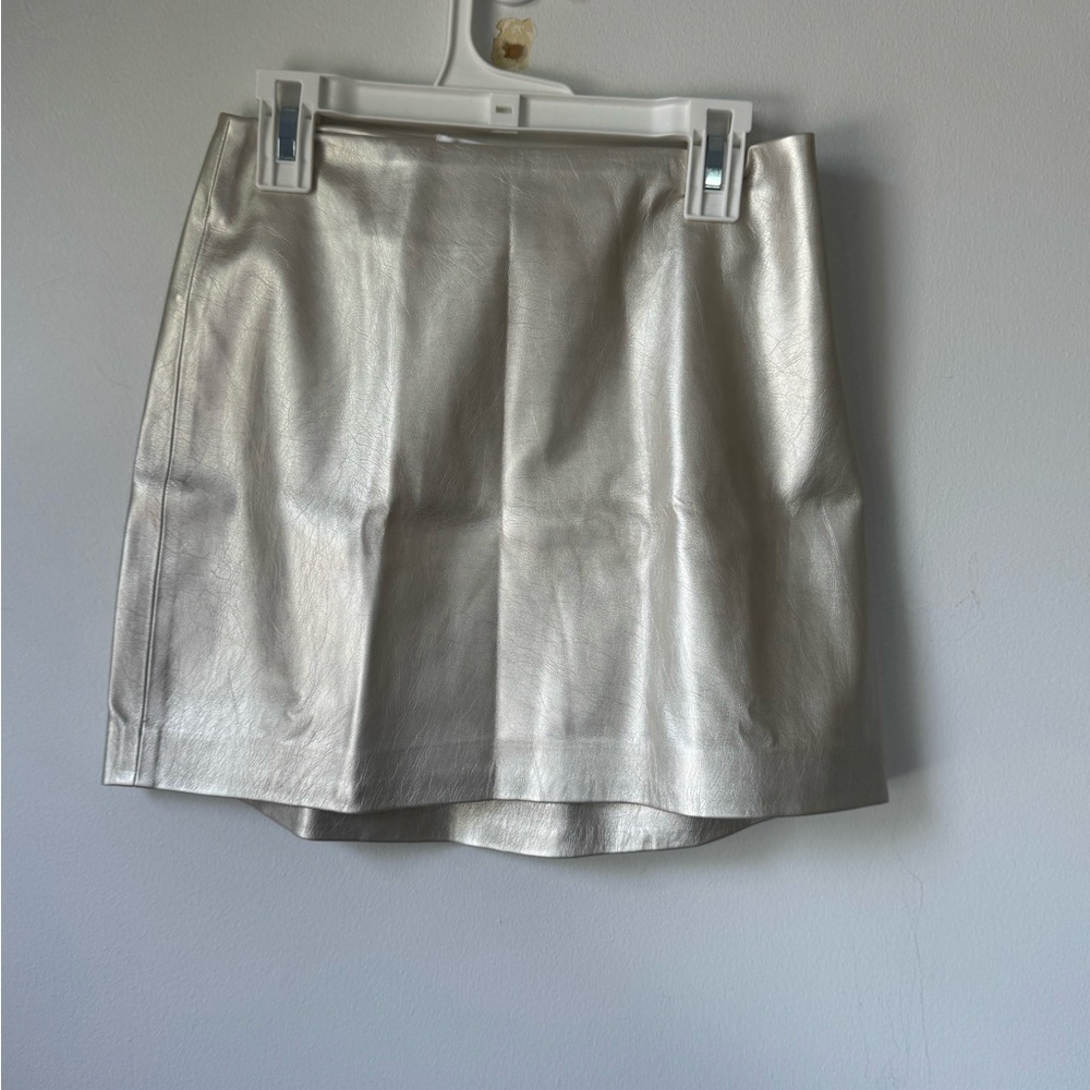 Mango XS Silver Mini Pencil Skirt